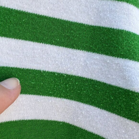 The Works Vintage Womens Green White Striped Pleated Puff Sleeve V-Neck Crop Top - Picture 5 of 8